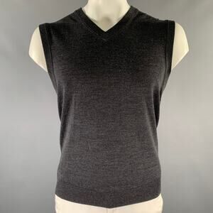 BROOKS BROTHERS Size L Gray Heather Wool Ribbed Vest